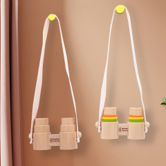 兒童趣味木質雙筒望遠鏡迷你放大鏡戶外觀察科教玩具幼兒親子互動