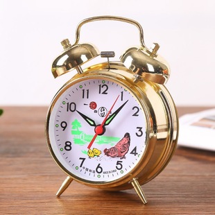 ll mechanical wind up chicken eat rice alarm clock retro nostalgic old metal creative student bedroom ringtones
