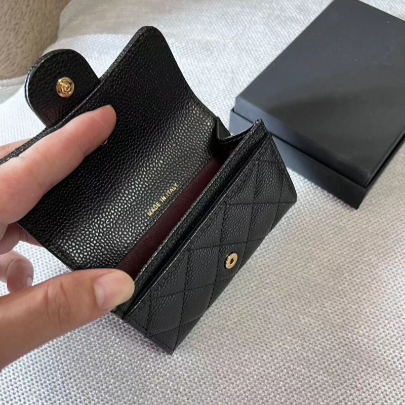 In stock Korean style Chanel style CF wallet business card holder caviar Diamond Plaid ladies xianggrandma card holder cross-border 0214