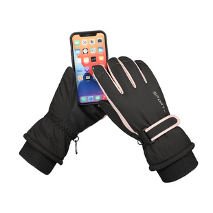 Ski Gloves Women's Warm Gloves Outdoor Windproof and Waterproof Cycling Gloves Plus Velvet Thickened Touch Screen Gloves Wholesale