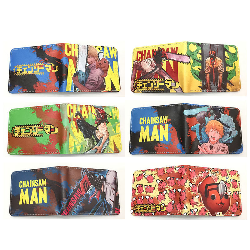 Anime chain saw man pochita demon electric saw pa T Watt electric color double fold wallet Lei Sai new PU wallet