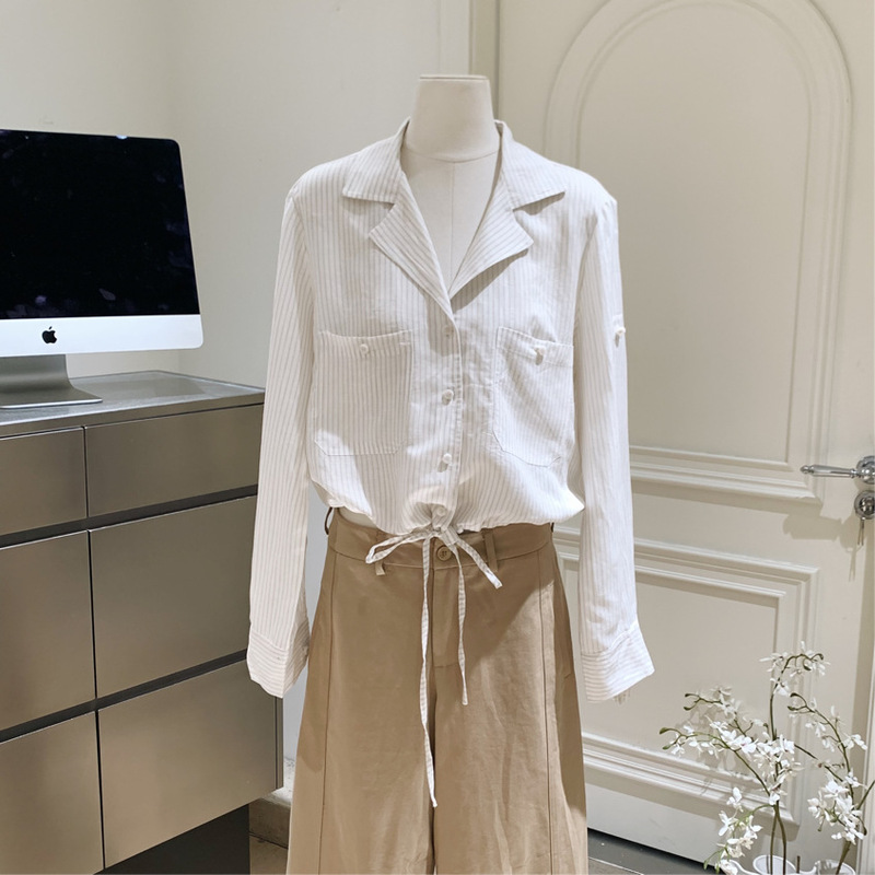officelady高智感亚麻衬衫女夏季长袖衬衣|undefined