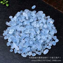 天然天青石水晶碎石小颗粒鱼缸铺垫花盆造景装饰石供佛用厂家批发