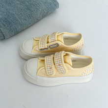 2025新款街潮可爱小羊印花帆布鞋女懒人简约魔术贴低帮鞋远波6121