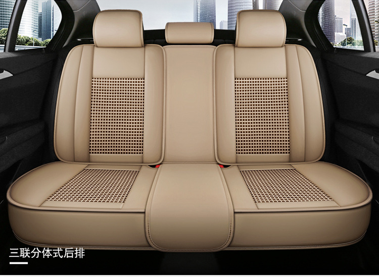 All-Inclusive Scimitar-Shaped Full Leather/Full Ice Silk All-Season Universal Car Seat Cushion Amazon Foreign Trade Wholesale Breathable and Comfortable