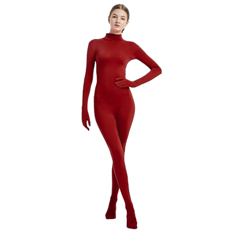 新しいソリッドカラーの女性の手と足のジャンプスーツダンスウェアステージパフォーマンス衣装スパイダーマンボディスーツトレンディ|undefined