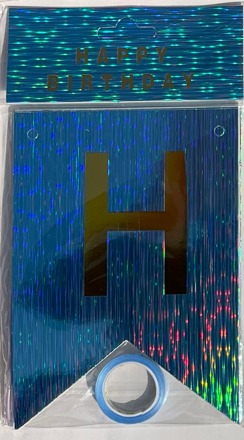 HAPPY BIRTHDAY fiesta de cumpleaños en inglés diseño diagonal de bandera de cola de mermaid letras banderas de color