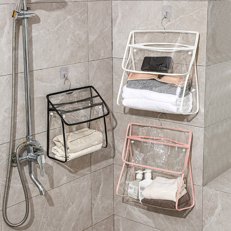 PVC bathroom waterproof hanging bag bath clothes storage hanging bag wall hanging door rear dormitory storage bag