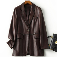 2024绵羊皮真皮皮衣女西装短羊皮植鞣皮绵羊皮外套高级感宽松