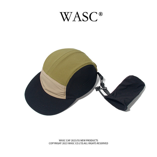 Quick-dry and foldable baseball cap for outdoor cycling, unisex, Japanese-style flat brim cap with contrasting colors, thin design.