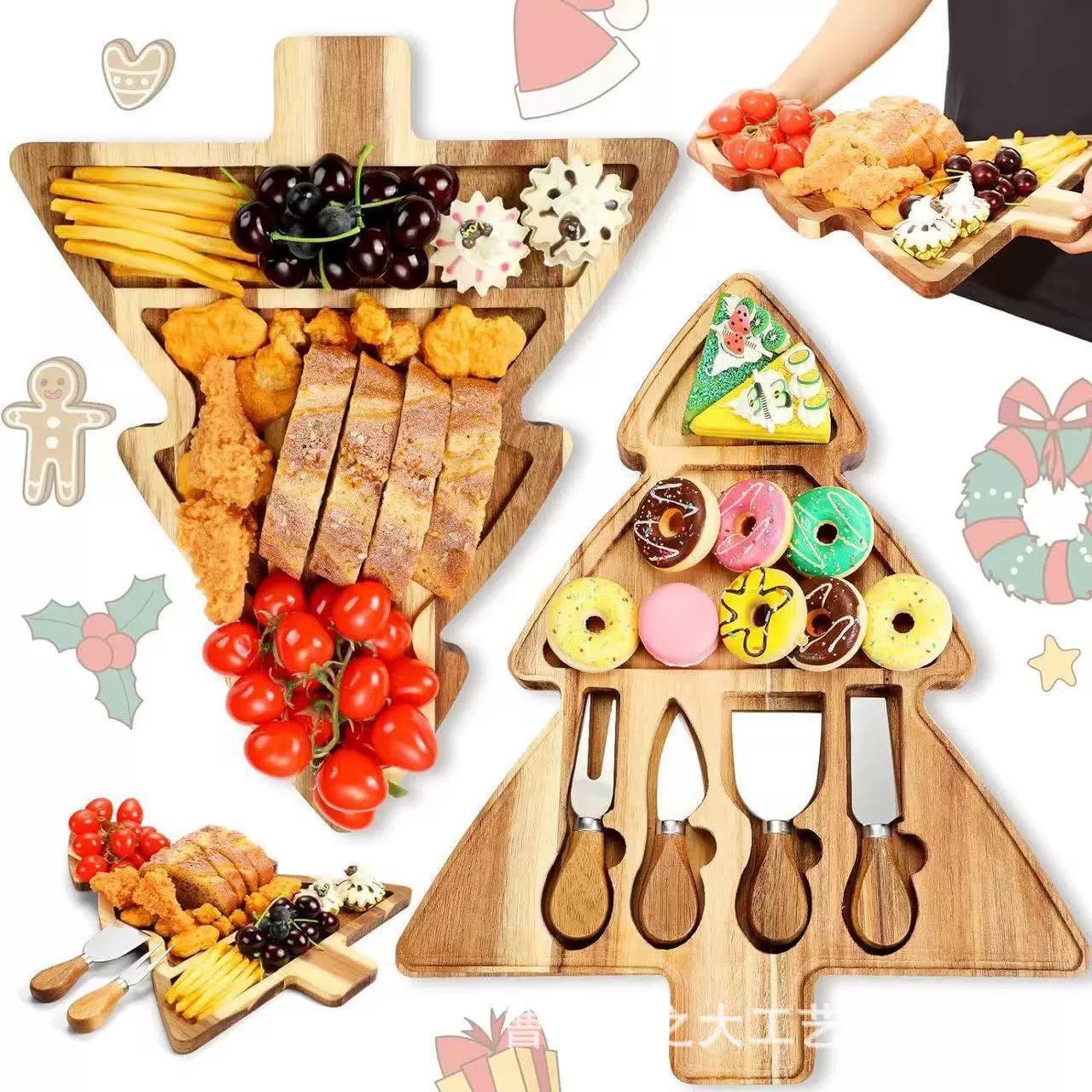 Трансграничная рождественская елка сырная доска с сыром и вилкой