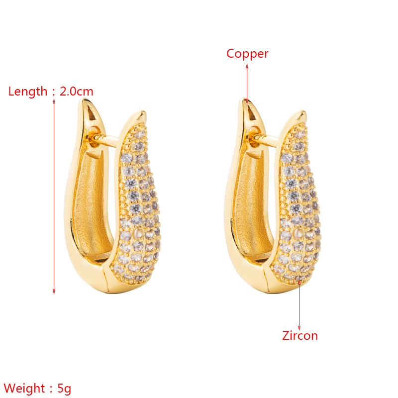Fashion Geometric Copper Gold-plated Micro-inlaid Zircon Earrings display picture 1