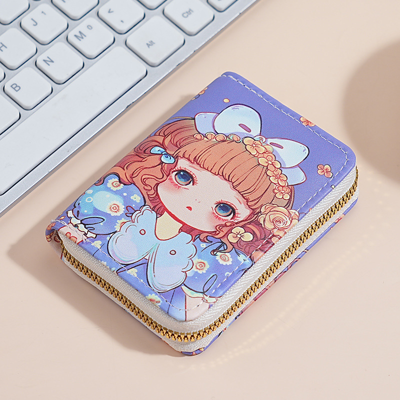 Bolsa de tarjetas de órgano de dibujos animados nueva dama hermosa bolsa de cambio corta japonesa de gran capacidad multi-tarjeta bolsa de tarjetas de tarjetas