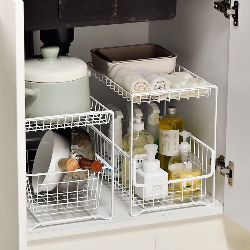 Kitchen Cabinet Sink Sink Sink Pull-out Layered Storage Rack Double-Layer Drawer Separate Organize Storage Rack Box