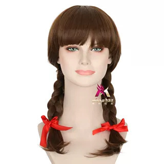 Annabelle Brown Wig with Bangs and Braids for Cosplay Anime