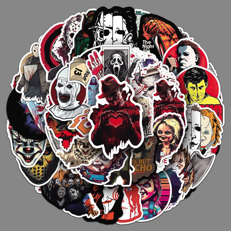 50 Horror Movie Stickers, Thriller Movie Cross-Border Bestsellers, Classic Film and Television Waterproof Decorative Notebook Stickers 50 Horror Movie Stickers, Thriller Movie Cross-Border Bestsellers, Classic Film and Television Waterproof Decorative Notebook Stickers