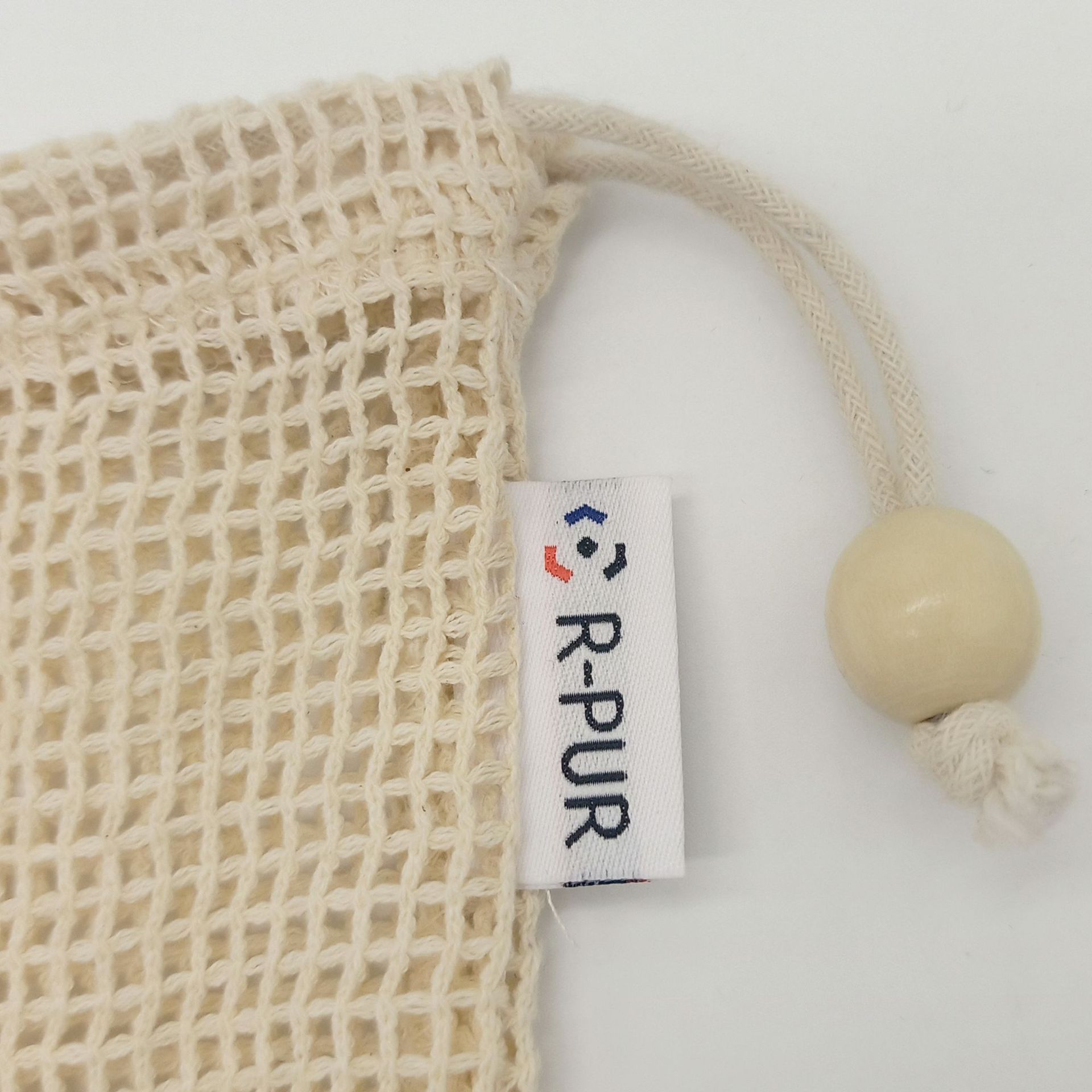 工厂高档纯棉网水果袋   环保棉网便捷蔬菜束口袋