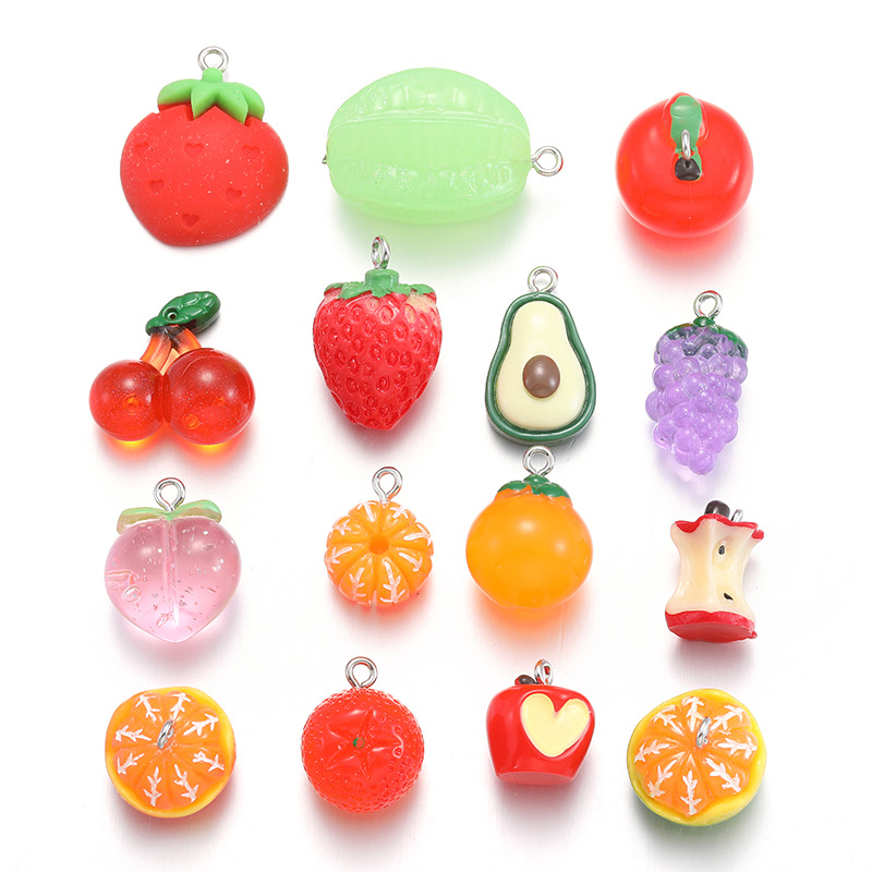 Creative simulation fruit pendant cute grape orange strawberry pendant handmade DIY key pendant W364