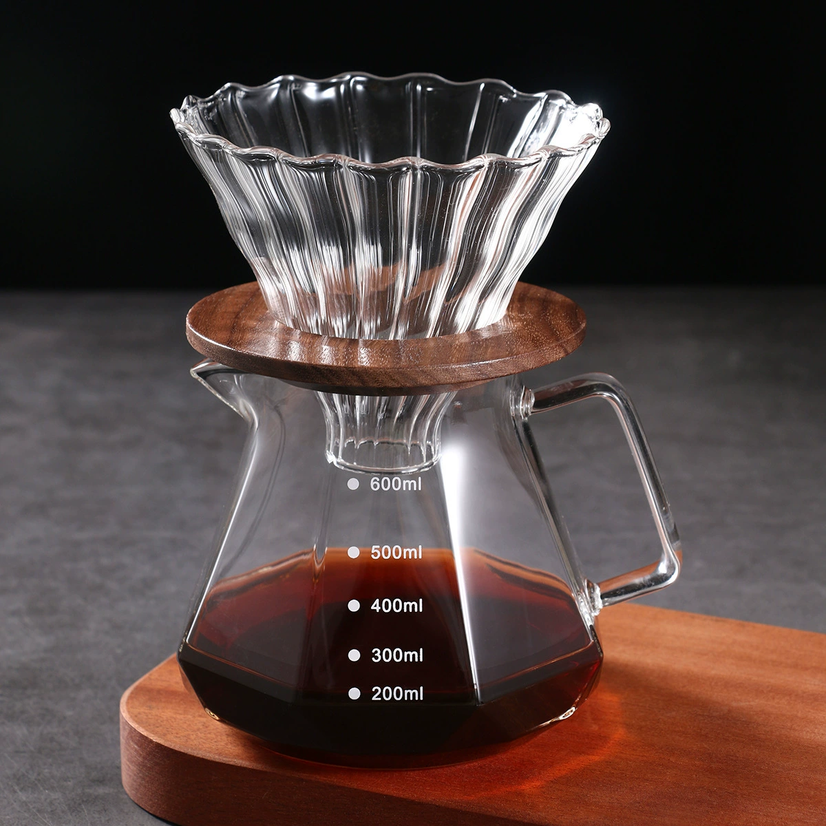 Прозрачный цветной боросиликатное стекло Алмазный кофейник Фильтр V60 Костюм для чашки Термостойкий облачный горшок Fair Cup