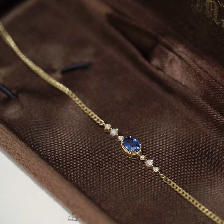 [Xinghe] Imitation natural sapphire vintage bracelet blue healing series niche light luxury plated S925 Silver