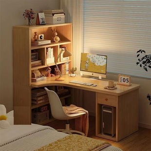 Corner Desk Bookshelf Combination Computer Desk Desktop L-Shaped Writing Desk Bedroom Dressing Table Office Study Table
