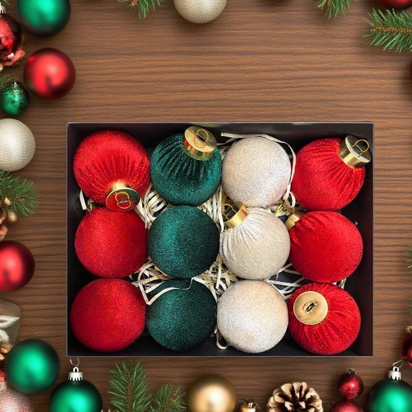 6CM12 bola de Navidad tela de peluche de alto lujo tela de peluche bola de tela decoración de Navidad árbol