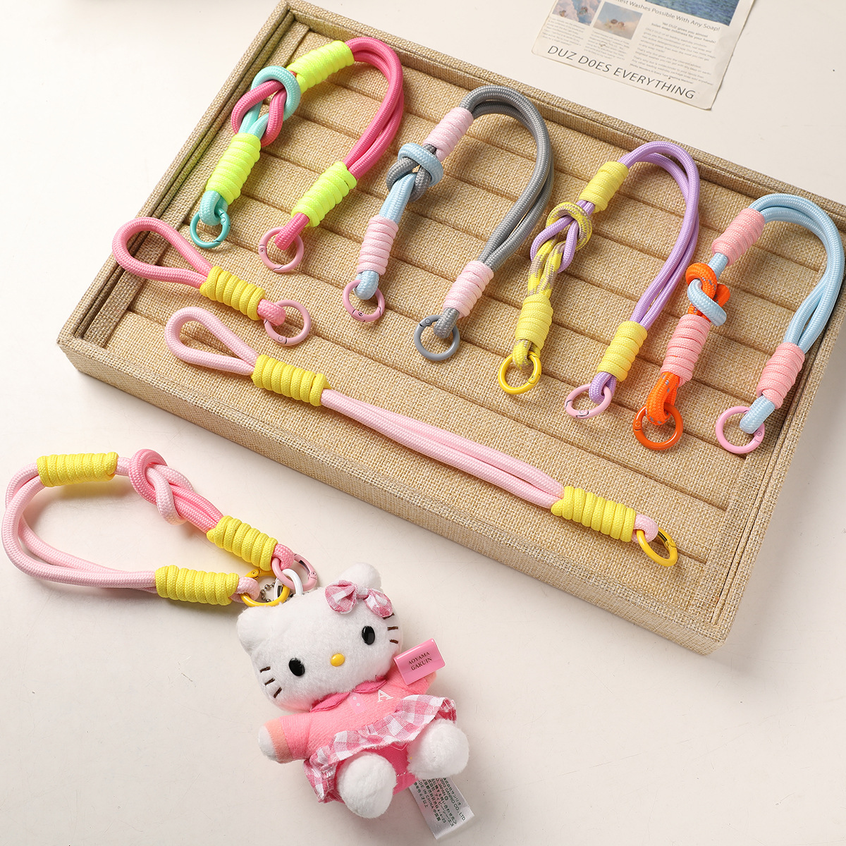 Personalidad de la cuerda de muñeca de nylon cuerdas de color cadenas de llaves de teléfonos móviles bolsas de moda accesorios de muñeca