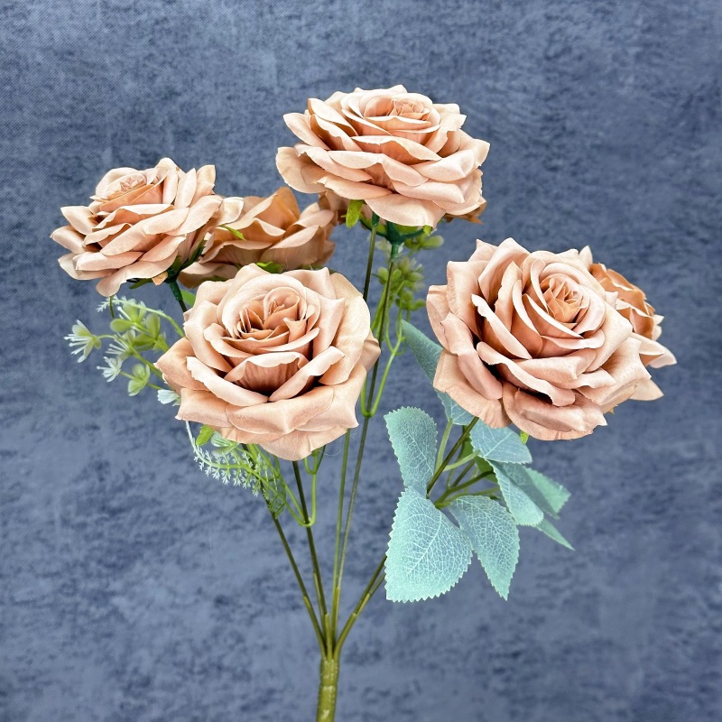 7-Cabeza de diamante Rosa flor artificial boda Hotel decoración ramo hogar boda habitación decoración flor falsa Flor de seda al por mayor
