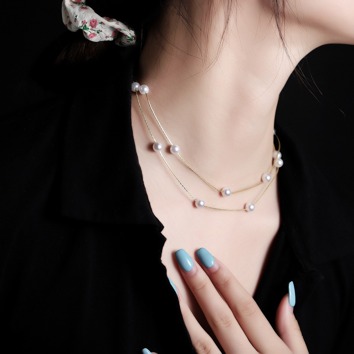 (exquisite) k406-a double layer pearl necklace