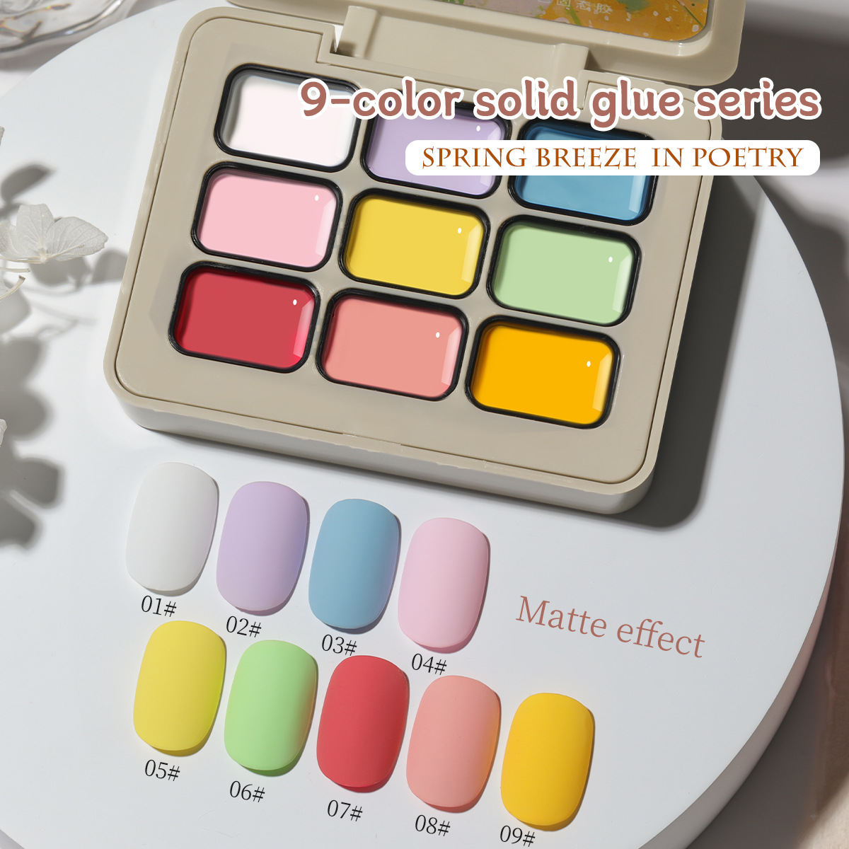 Paleta de Gel de Uñas Sólido de 9 Colores de Secado