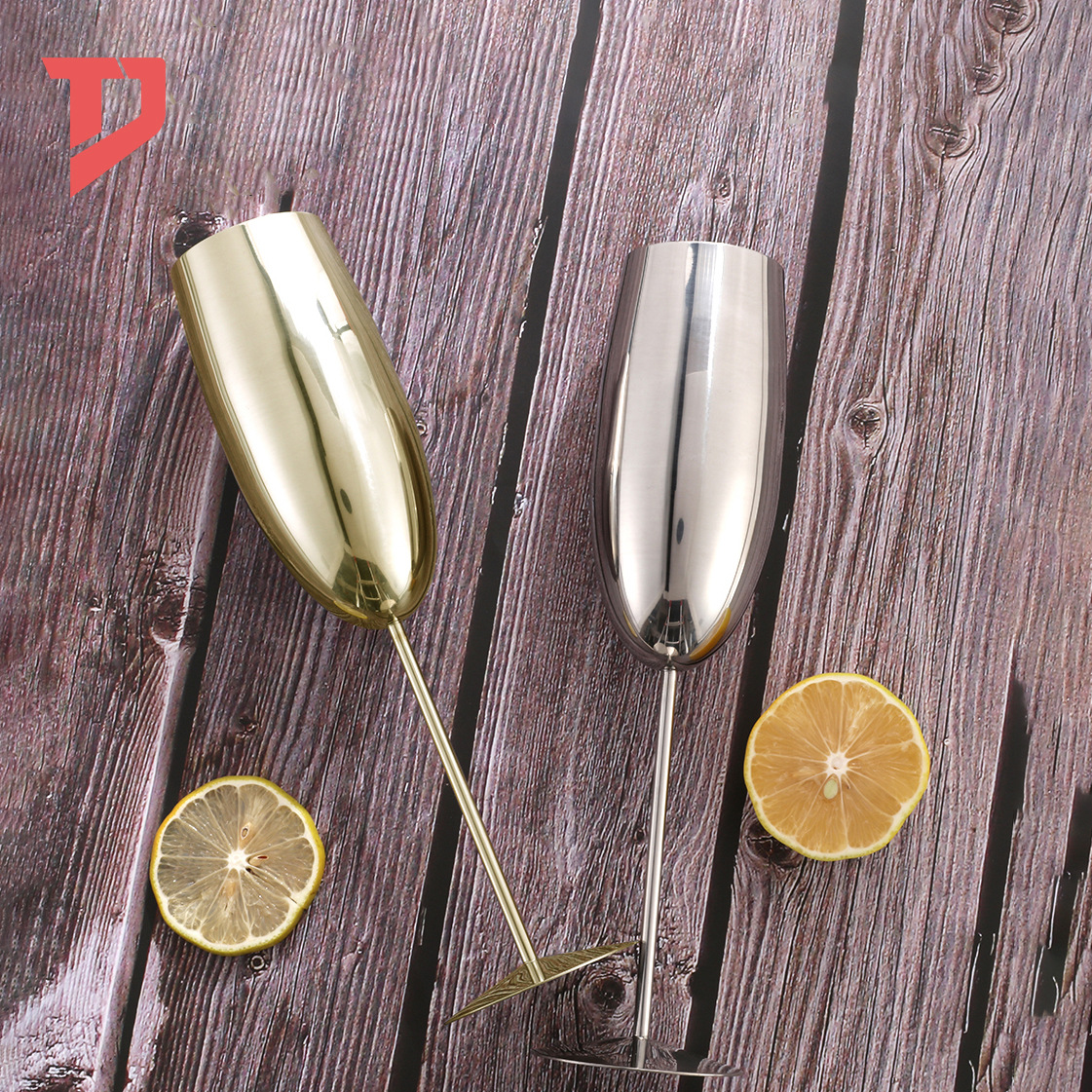 304 de acero inoxidable colorido copa de vino creativo cóctel de vidrio bar Tulipán champán vidrio de la vendimia