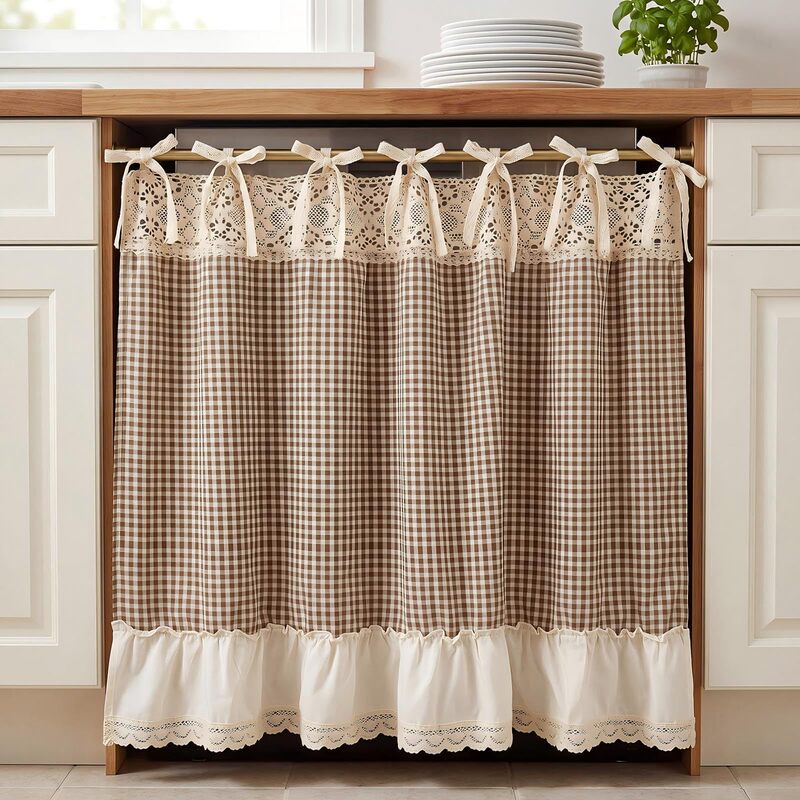 Thickened linen crochet vintage oven curtain kitchen decoration plaid oven curtain oven skirt Amazon Thickened linen crochet vintage oven curtain kitchen decoration plaid oven curtain oven skirt Amazon