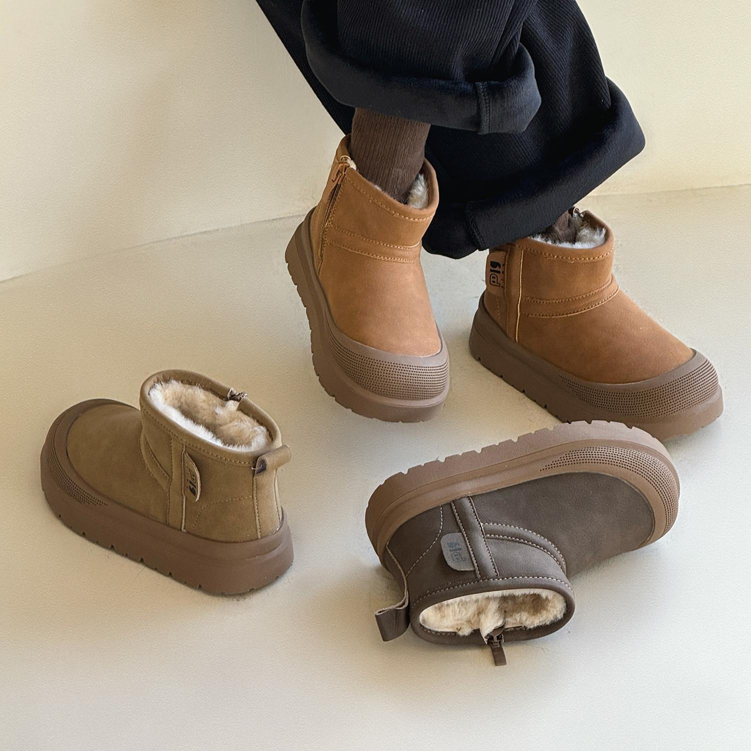 Fur Integrated Kidsren's Snow Boots Fleece-Lined and Thickeneded Girls' Large Cotton Shoes 2025 New Winter Shoes Boys' Boots Waterproof