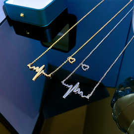 【通体钛钢】心动电图极简风炉内真金项链女ins网红锁骨链配饰