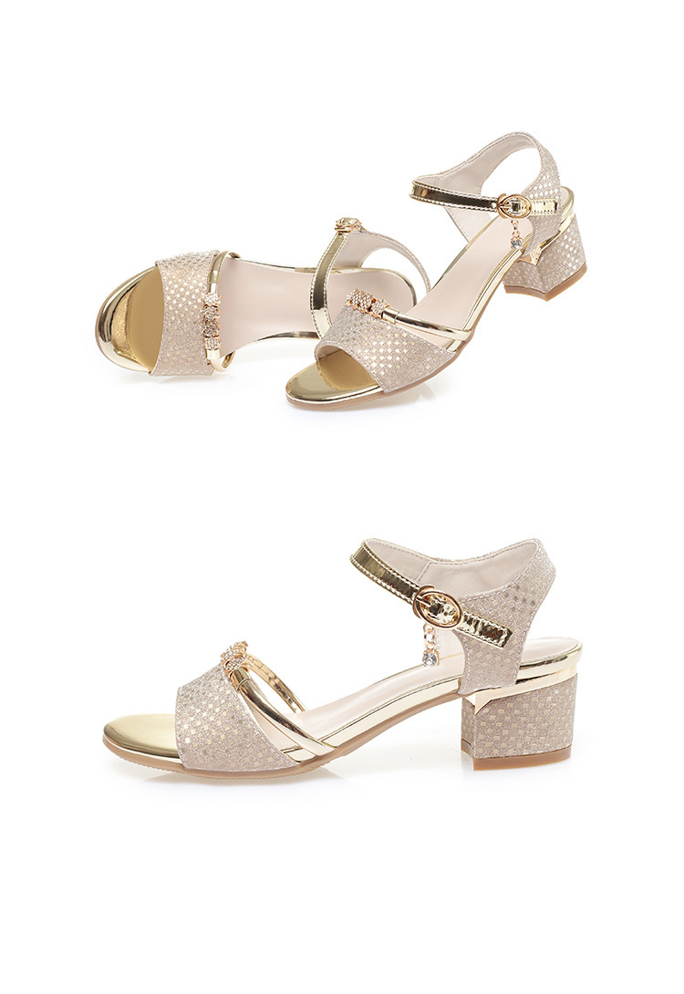 Sandal nữ hở mũi da thật gót thấp đế mềm — màu vàng chi tiết 11