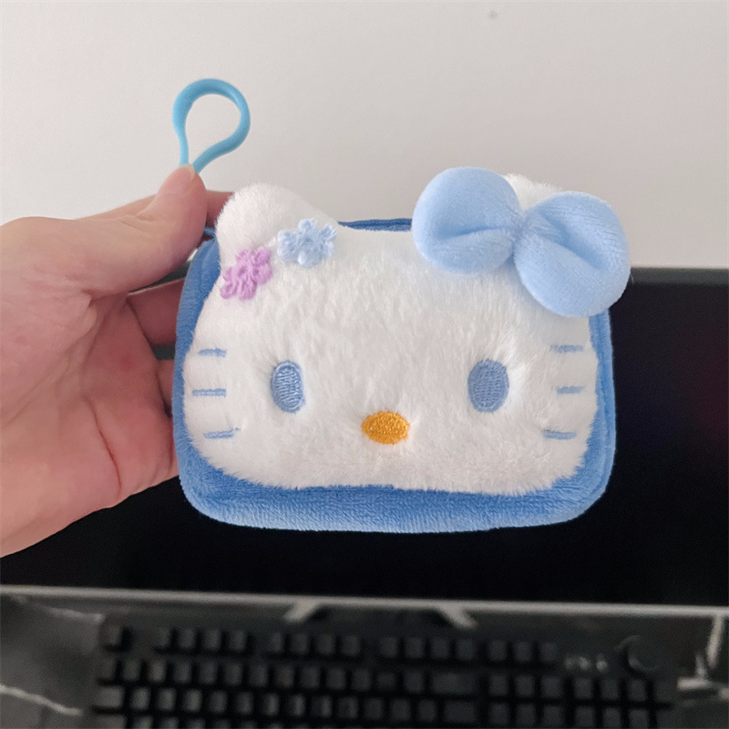 漫画リボン KT 猫ぬいぐるみ小銭入れミニバッグかわいいガーリーハートスクエアポータブルカードホルダー|undefined