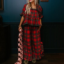 E 51951 Satin Lantern Sleeve Pajamas Ůʿ˯�� �羳����