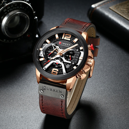 Curren 8329 fashionable casual men's water belt calendar six-pin multi-function quartz watch watch