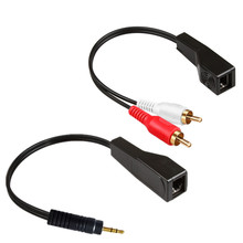 RJ45母转DC3.5mm公rj45母转2RCA公带扩展器加网线延长305米音频线