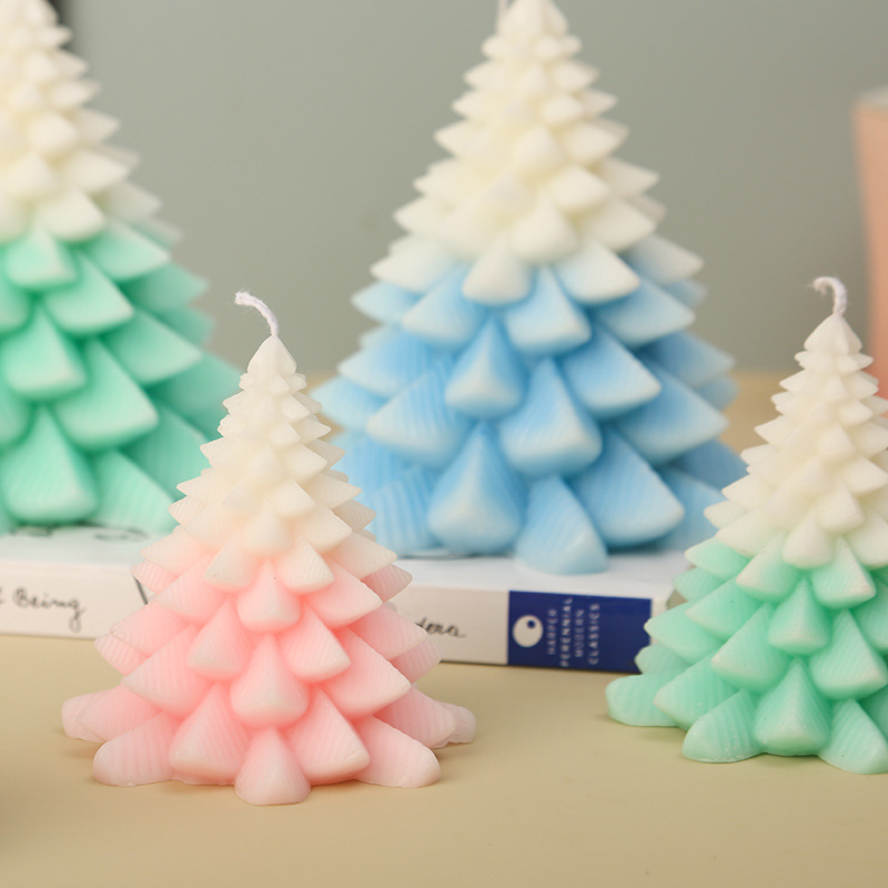 Vela aromática de pino con nieve de dos colores para árbol de Navidad, decoración navideña para el hogar, ambiente romántico, vela de cera de soja