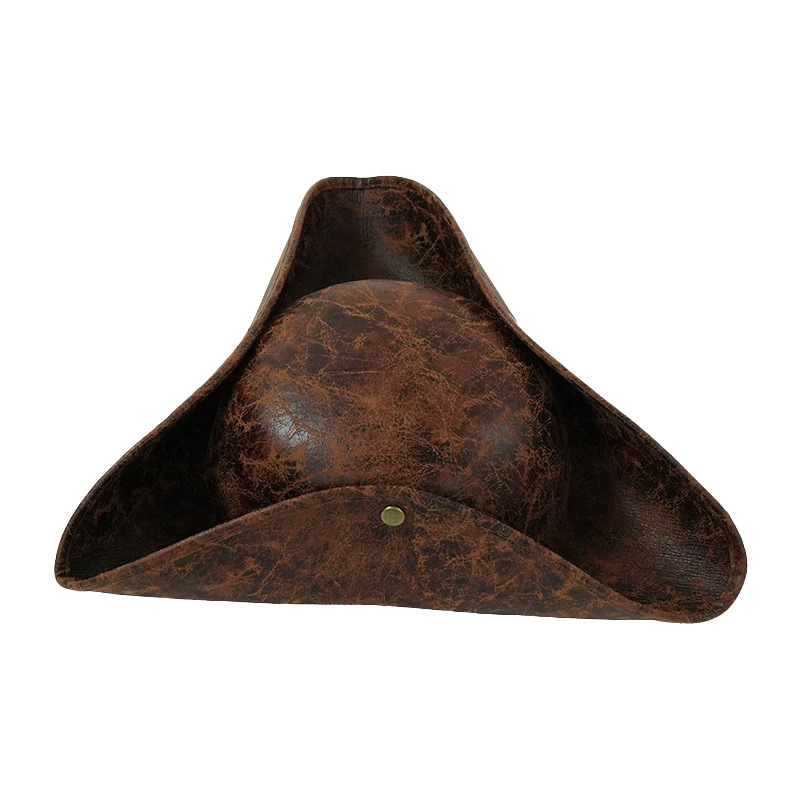 Halloween Pirates of the Caribbean Hat Halloween Imitation Leather Pirate Captain Hat Brown Imitation Leather Pirate Hat