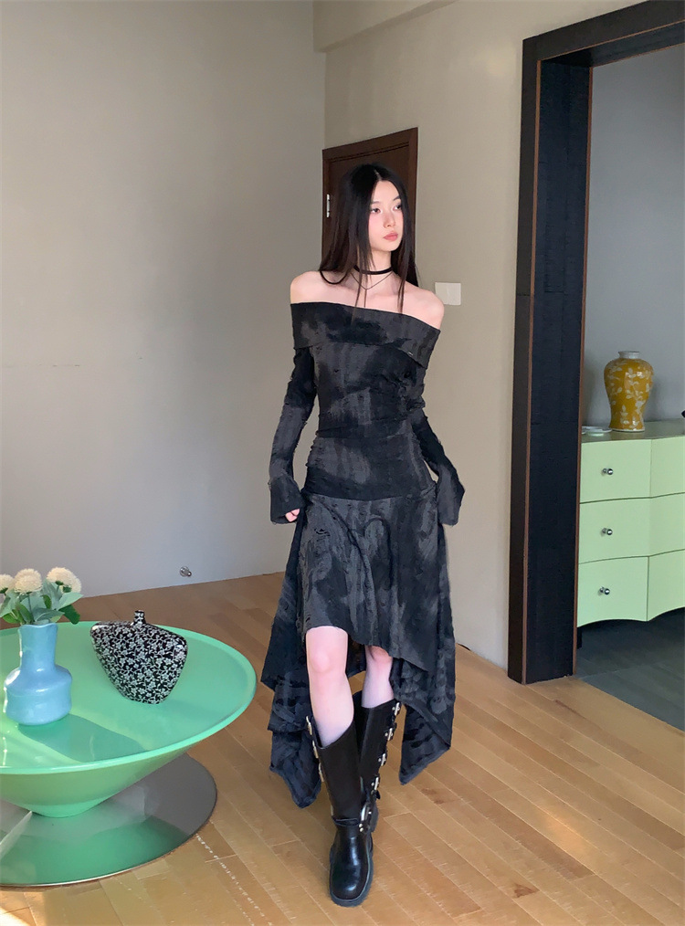GraceChic In Stock Off-Shoulder Niche Wasteland Style Hot Girl Outfit Dress_voghion.com