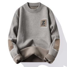 男士毛衣冬季新款雪尼尔一体绒保暖加绒内衣线衣圆领打底针织衫男