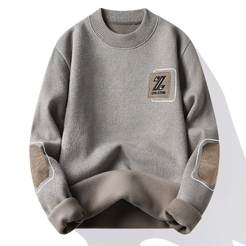 Мужской свитер зимний новый из шенилла, цельнокроеный, бархатный, теплый, на флисовой подкладке, с круглым вырезом, нижний трикотаж для мужчин