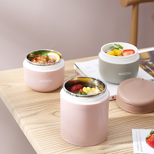 304 stainless steel double-layer soup cup Japanese-style large-capacity portable oat milk cup student adult breakfast porridge cup