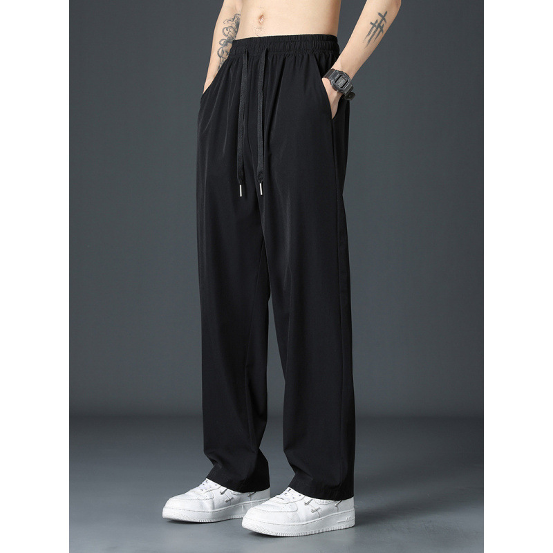 Ice Silk Pants Men's Summer Thin Drapey Loose Sports Pants Quick-Dry High School Student Stylish Casual Long Pants