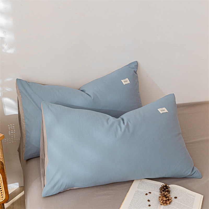 Funda de almohada de algodón lavado de algodón puro, un par de 100 fundas de almohada de algodón, funda interior de núcleo de almohada doble simple de verano 4