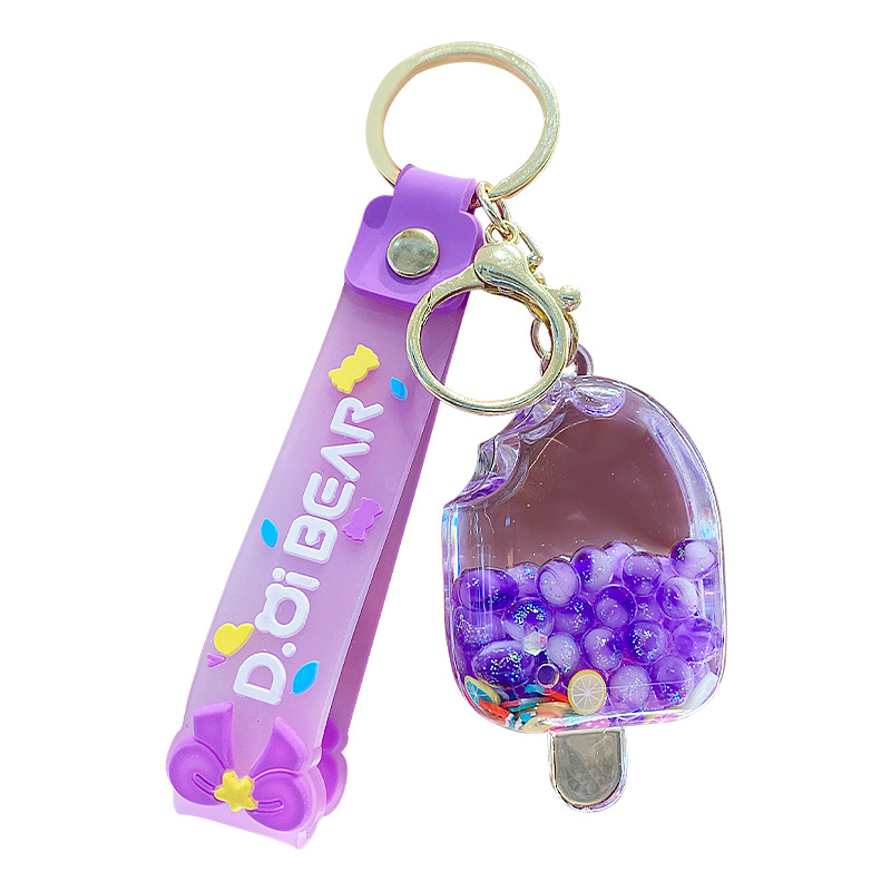 Llavero de acrílico con diseño de paleta de verano, relleno de aceite, con efecto arcoíris, exquisito y lindo colgante para bolso, regalo ideal para máquinas de ganchos, venta al por mayor.