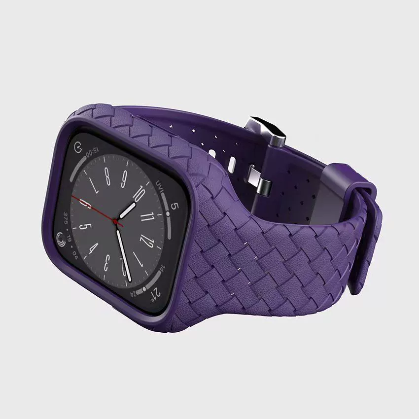 Applicable to Apple AppleWatch woven pattern all -all -in -one side with 45mm solid silicone luxury cover 40