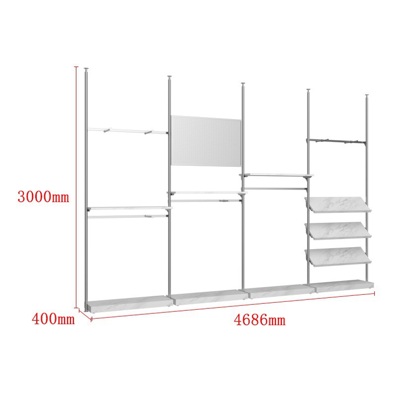 Acero inoxidable Tianzhu tienda de ropa estante de exhibición estante de exhibición tipo piso simple elevación de pared superior armario de prendas de hombre